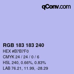 カラーコード: RGB 183 183 240 | qconv.com