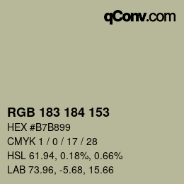 颜色代码: RGB 183 184 153 | qconv.com