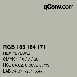 カラーコード: RGB 183 184 171 | qconv.com