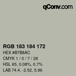 Color code: RGB 183 184 172 | qconv.com