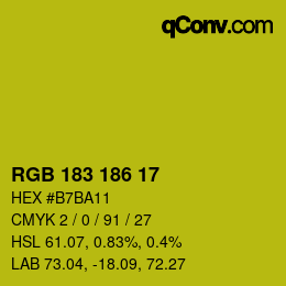 Color code: RGB 183 186 17 | qconv.com