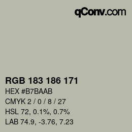 カラーコード: RGB 183 186 171 | qconv.com