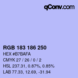 Color code: RGB 183 186 250 | qconv.com