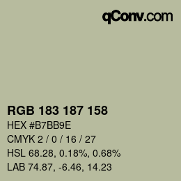 Color code: RGB 183 187 158 | qconv.com