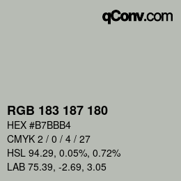 Color code: RGB 183 187 180 | qconv.com