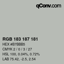 Color code: RGB 183 187 181 | qconv.com