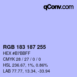 Color code: RGB 183 187 255 | qconv.com