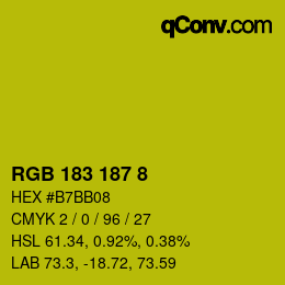 Color code: RGB 183 187 8 | qconv.com