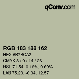 Color code: RGB 183 188 162 | qconv.com