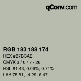 Color code: RGB 183 188 174 | qconv.com