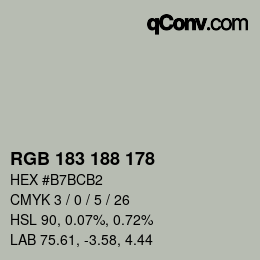 Color code: RGB 183 188 178 | qconv.com