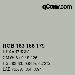 Código de color: RGB 183 188 179 | qconv.com