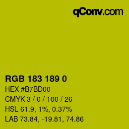 Color code: RGB 183 189 0 | qconv.com