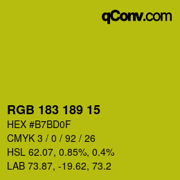 Color code: RGB 183 189 15 | qconv.com