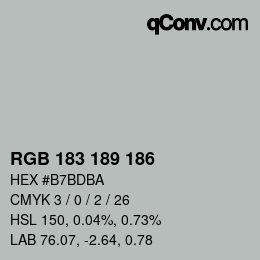 Color code: RGB 183 189 186 | qconv.com