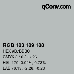 Color code: RGB 183 189 188 | qconv.com