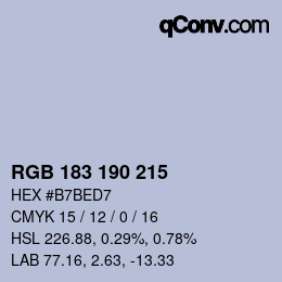 Color code: RGB 183 190 215 | qconv.com