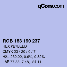 Color code: RGB 183 190 237 | qconv.com