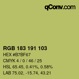 Color code: RGB 183 191 103 | qconv.com