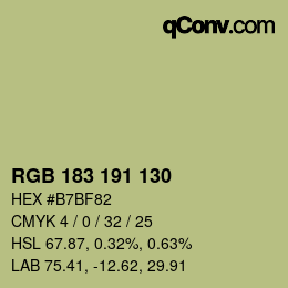 Código de color: RGB 183 191 130 | qconv.com