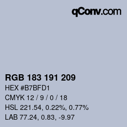 Color code: RGB 183 191 209 | qconv.com