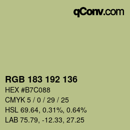 颜色代码: RGB 183 192 136 | qconv.com