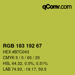 Color code: RGB 183 192 67 | qconv.com