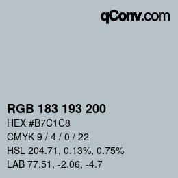 Farbcode: RGB 183 193 200 | qconv.com