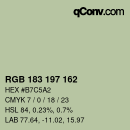 カラーコード: RGB 183 197 162 | qconv.com
