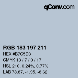 颜色代码: RGB 183 197 211 | qconv.com