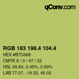 カラーコード: RGB 183 198.4 104.4 | qconv.com