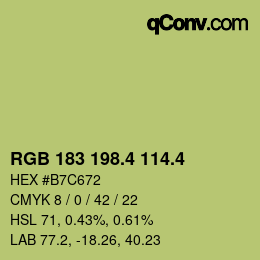 カラーコード: RGB 183 198.4 114.4 | qconv.com