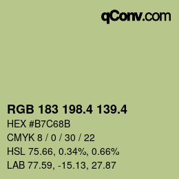 カラーコード: RGB 183 198.4 139.4 | qconv.com