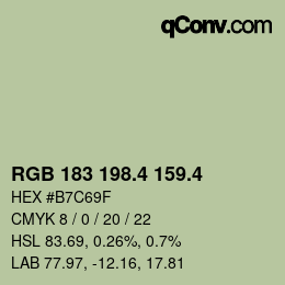 カラーコード: RGB 183 198.4 159.4 | qconv.com