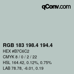 カラーコード: RGB 183 198.4 194.4 | qconv.com