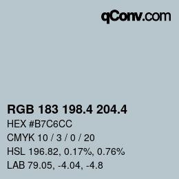 カラーコード: RGB 183 198.4 204.4 | qconv.com