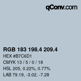 カラーコード: RGB 183 198.4 209.4 | qconv.com