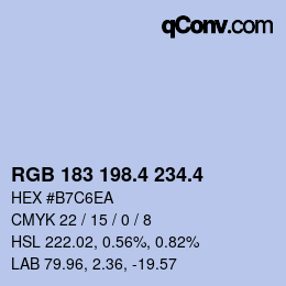 カラーコード: RGB 183 198.4 234.4 | qconv.com
