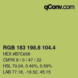 カラーコード: RGB 183 198.8 104.4 | qconv.com