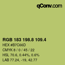 カラーコード: RGB 183 198.8 109.4 | qconv.com