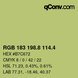 カラーコード: RGB 183 198.8 114.4 | qconv.com