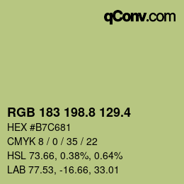 カラーコード: RGB 183 198.8 129.4 | qconv.com