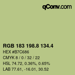 カラーコード: RGB 183 198.8 134.4 | qconv.com