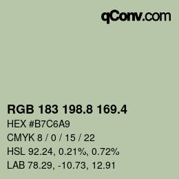 カラーコード: RGB 183 198.8 169.4 | qconv.com