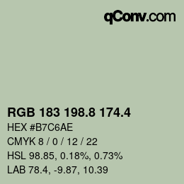 カラーコード: RGB 183 198.8 174.4 | qconv.com