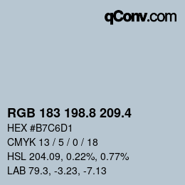 カラーコード: RGB 183 198.8 209.4 | qconv.com