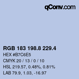 カラーコード: RGB 183 198.8 229.4 | qconv.com