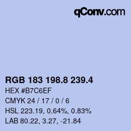カラーコード: RGB 183 198.8 239.4 | qconv.com