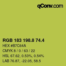 カラーコード: RGB 183 198.8 74.4 | qconv.com