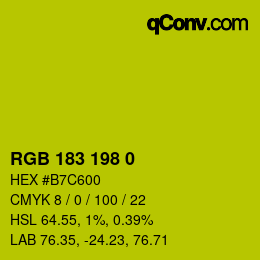 Color code: RGB 183 198 0 | qconv.com